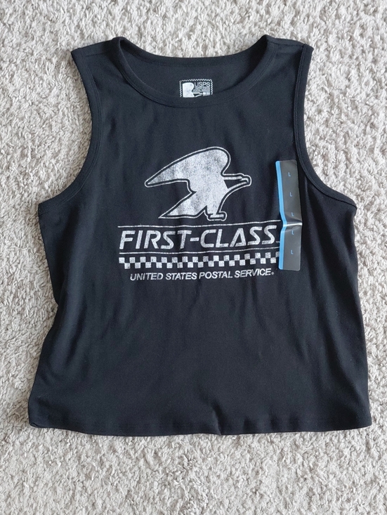 Hybrid Apparel Tops - USPS Black Graphic Tank Top